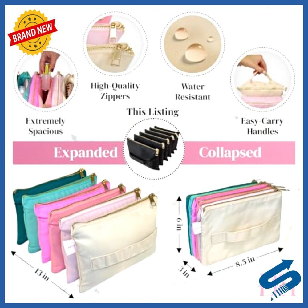 Accordion Travel Makeup Bag Large Capacity Cosmetic Organizer Compact Portable View 2